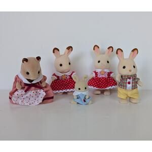 Calico Critters Sylvanian Lot of 5 Mixed Bunnies Squirrel Dollhouse Figures